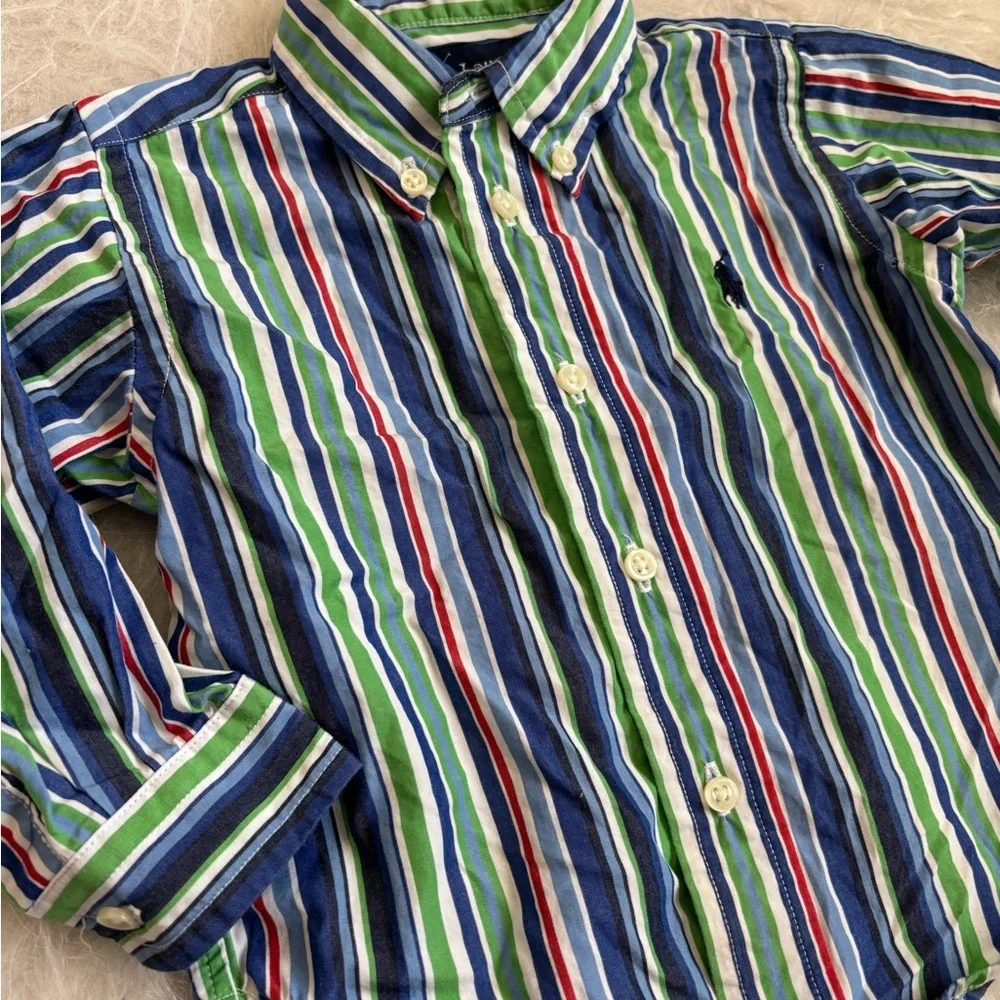 Ralph Lauren Baby Boys Preppy Multi Colored Striped Button-Down Shirt